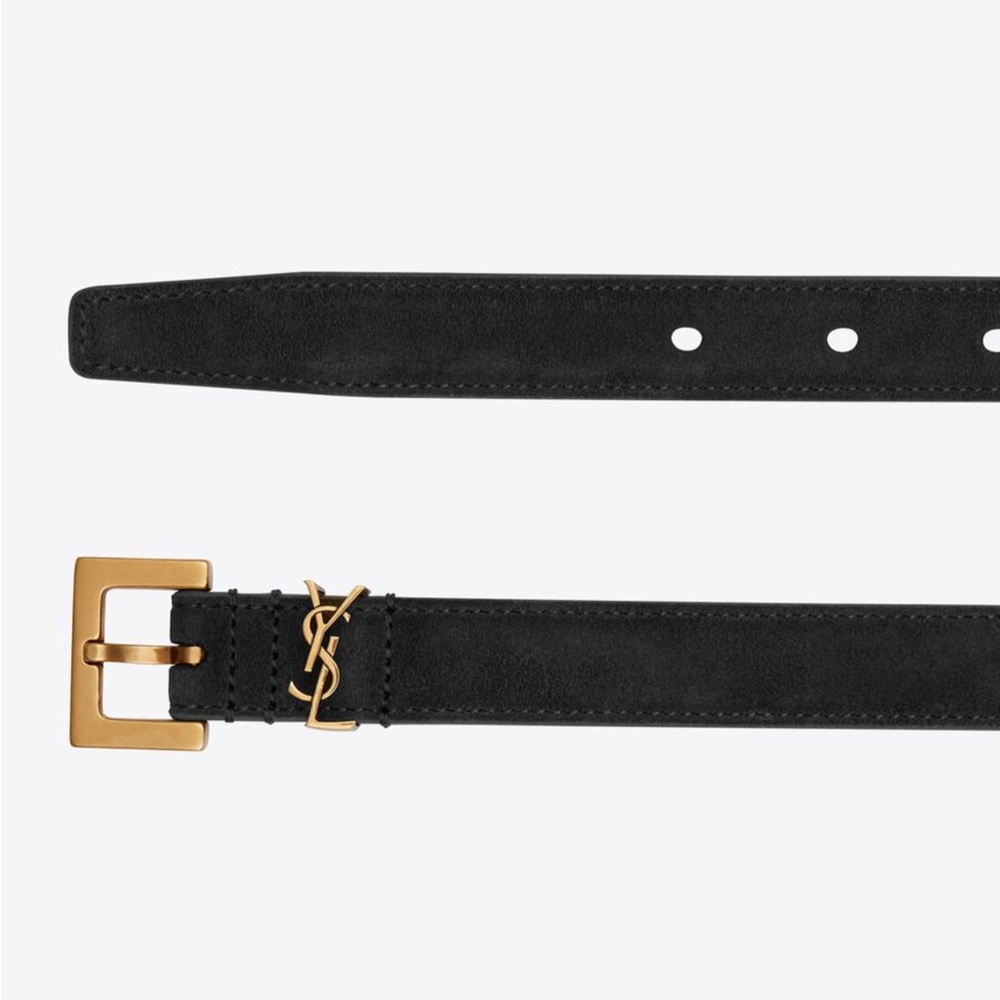 BNIB! Rare! AUTHENTIC Saint Laurent YSL Monogram Suede Belt SIZE 80 MSRP $695 - Picture 9 of 16